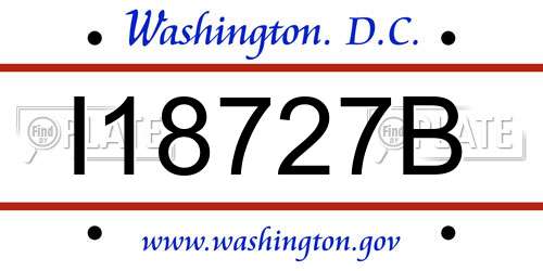 I18727B District Of Columbia License Plate
