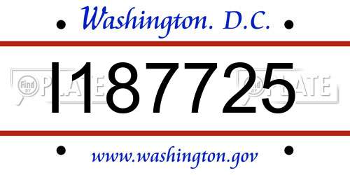I187725 District Of Columbia License Plate