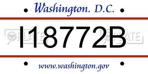 I18772B District Of Columbia License Plate