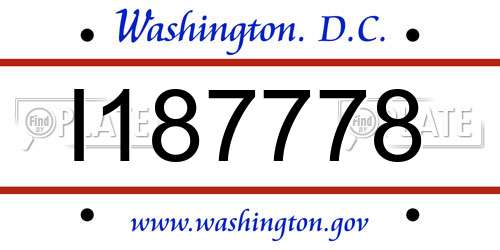 I187778 District Of Columbia License Plate