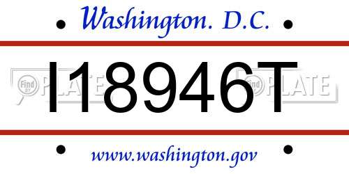 I18946T District Of Columbia License Plate