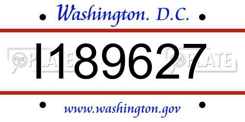 I189627 District Of Columbia License Plate