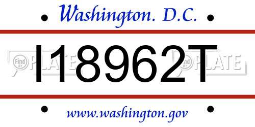 I18962T District Of Columbia License Plate