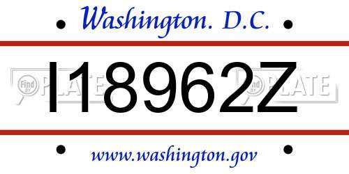 I18962Z District Of Columbia License Plate
