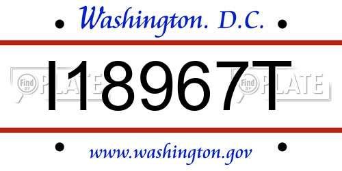 I18967T District Of Columbia License Plate