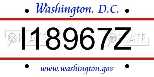 I18967Z District Of Columbia License Plate