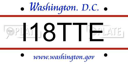 I18TTE District Of Columbia License Plate
