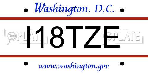 I18TZE District Of Columbia License Plate