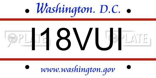 I18VUI District Of Columbia License Plate