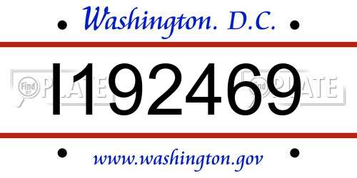 I192469 District Of Columbia License Plate