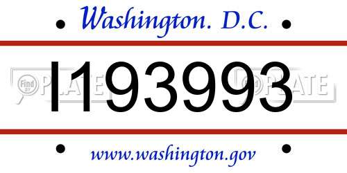 I193993 District Of Columbia License Plate