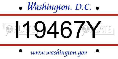 I19467Y District Of Columbia License Plate