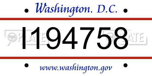 I194758 District Of Columbia License Plate