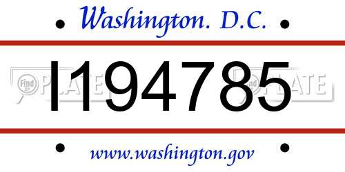 I194785 District Of Columbia License Plate
