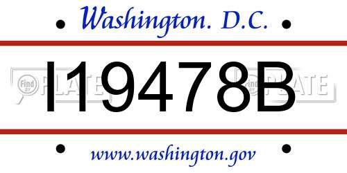 I19478B District Of Columbia License Plate
