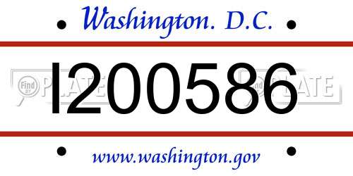 I200586 District Of Columbia License Plate