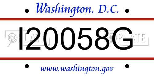I20058G District Of Columbia License Plate