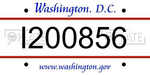 I200856 District Of Columbia License Plate