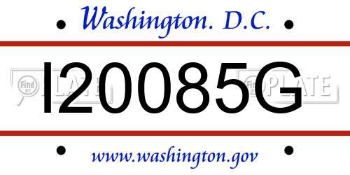I20085G District Of Columbia License Plate