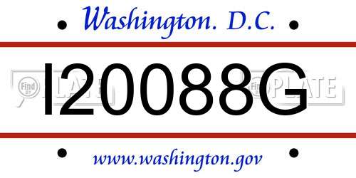 I20088G District Of Columbia License Plate