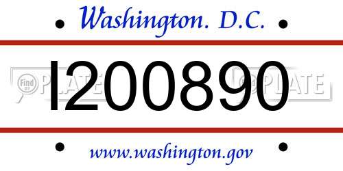 I200890 District Of Columbia License Plate