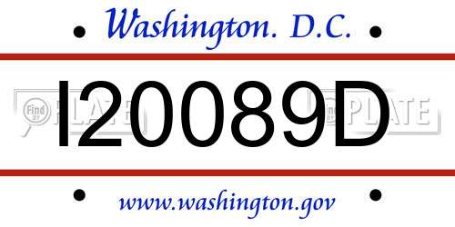 I20089D District Of Columbia License Plate