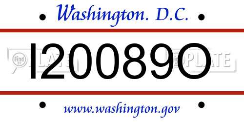 I20089O District Of Columbia License Plate