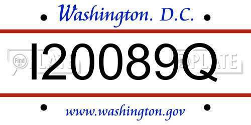 I20089Q District Of Columbia License Plate