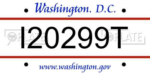 I20299T District Of Columbia License Plate