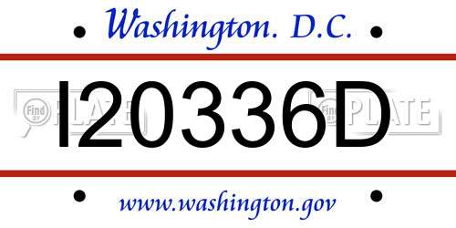 I20336D District Of Columbia License Plate