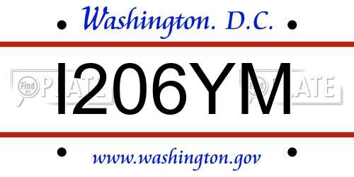 I206YM District Of Columbia License Plate