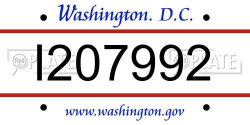 I207992 District Of Columbia License Plate
