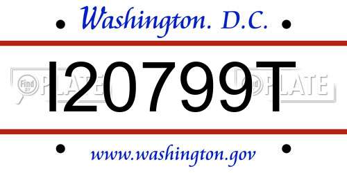 I20799T District Of Columbia License Plate