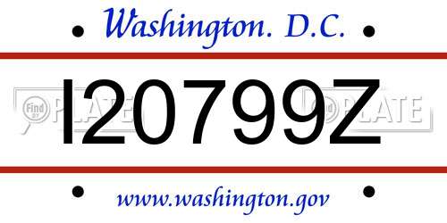 I20799Z District Of Columbia License Plate