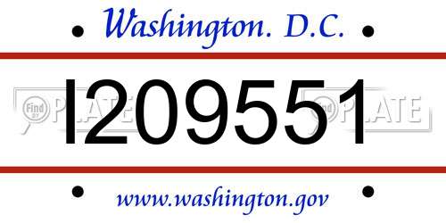I209551 District Of Columbia License Plate