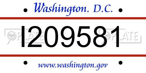 I209581 District Of Columbia License Plate
