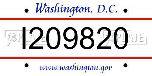 I209820 District Of Columbia License Plate