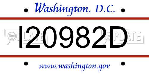 I20982D District Of Columbia License Plate