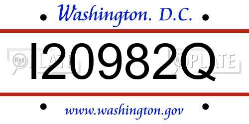 I20982Q District Of Columbia License Plate