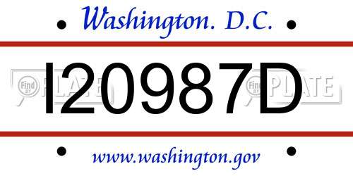 I20987D District Of Columbia License Plate