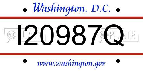 I20987Q District Of Columbia License Plate