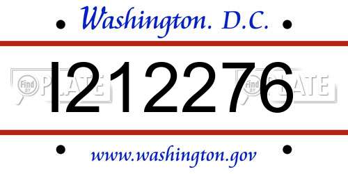 I212276 District Of Columbia License Plate