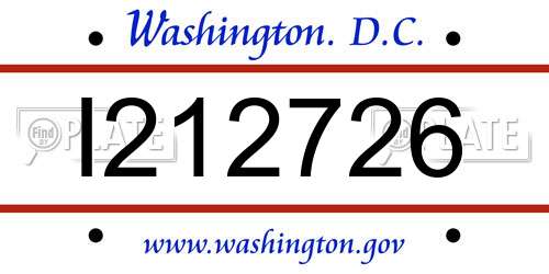 I212726 District Of Columbia License Plate