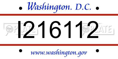 I216112 District Of Columbia License Plate