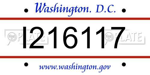 I216117 District Of Columbia License Plate