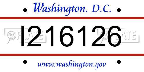 I216126 District Of Columbia License Plate