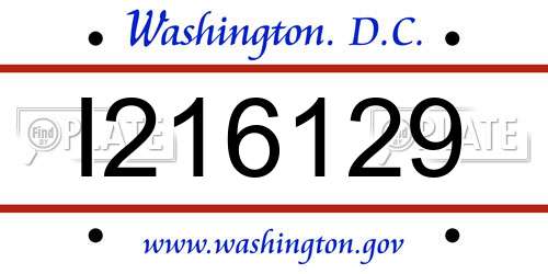 I216129 District Of Columbia License Plate