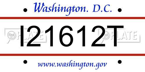 I21612T District Of Columbia License Plate