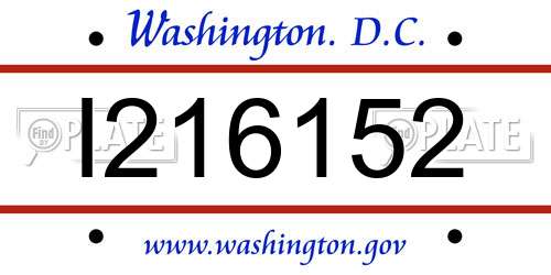 I216152 District Of Columbia License Plate