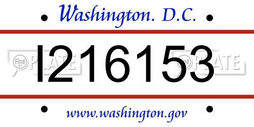 I216153 District Of Columbia License Plate